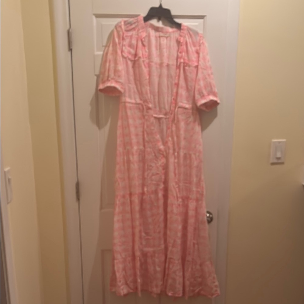 Pink Checkered Maxi Dress